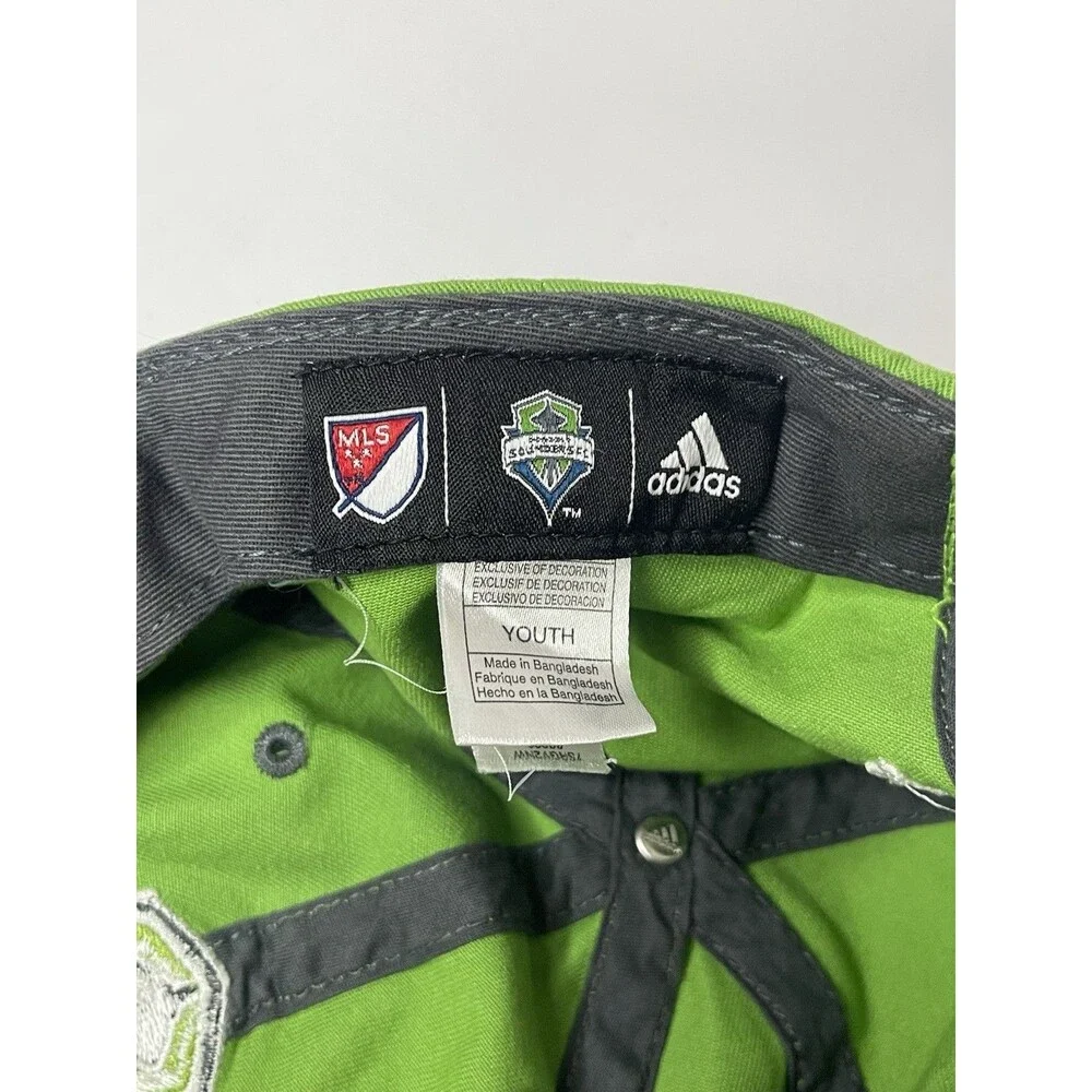 Adidas Seattle Sounders Lime Green Navy Hat Cap Youth